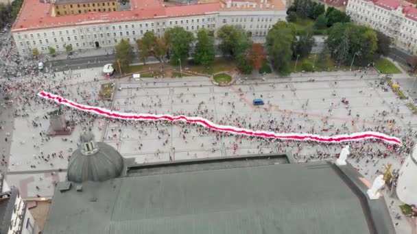 维尔纽斯 利索尼亚 2020年8月23日 从维尔纽斯到白俄罗斯边境的5000条人类链条 以支持白俄罗斯的民主 立陶宛对抗议邻国人民表示声援 — 图库视频影像