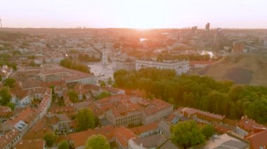 Aerial view of Vilnius Old Town, one of the largest surviving medieval old towns in Northern Europe. Summer landscape of UNESCO-inscribed Old Town of Vilnius, Lithuania