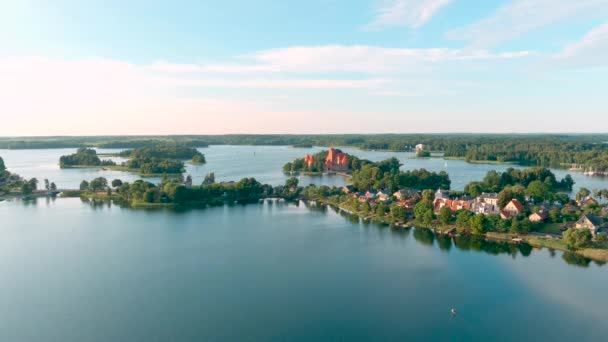 Aerial View Trakai Island Castle Its Surroundings Located Trakai Town — Vídeo de stock