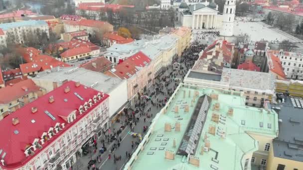 Vilnius Lithuany February 2020 Повітряний Краєвид Сотень Людей Які Відвідують — стокове відео