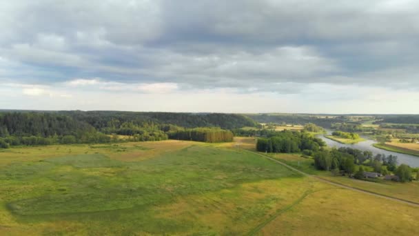 Vue Aérienne Site Archéologique Kernave Capitale Médiévale Grand Duché Lituanie — Video