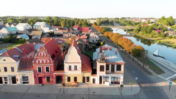 Krásný Letecký Výhled Staroměstské Náměstí Kedainiai Jednom Nejstarších Měst Litvě — Stock video