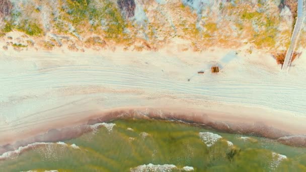 Widok Góry Piękne Piaszczyste Plaże Kurońskiej Śliny Unikalny Półwysep Wydm — Wideo stockowe