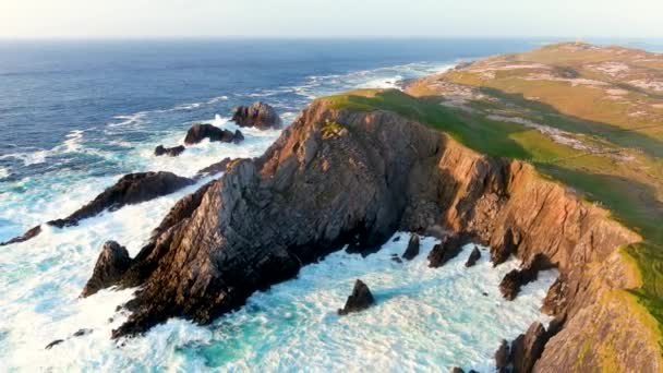 Scheildren Meest Iconische Gefotografeerde Landschap Bij Malin Head Ierland Noordelijkste — Stockvideo