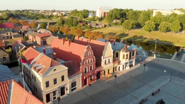 Beautiful Aerial View Old Market Square Kedainiai One Oldest Towns — Stock Video