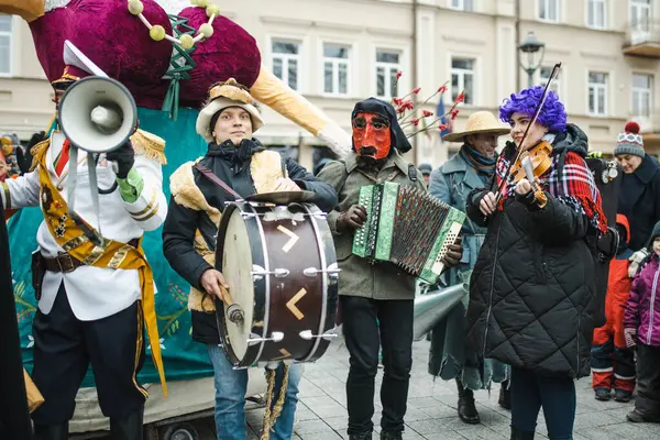 Vilnius Lithuanien Ruari 2023 Hundratals Människor Firar Uzgavenes Litauisk Folkfest — Stockfoto
