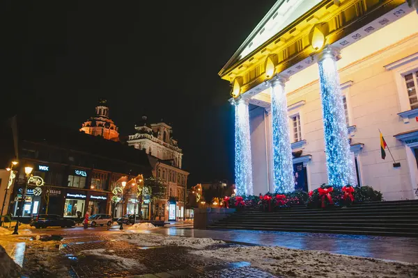 Vilnius Lithuania Aralik 2022 Noel Için Süslenmiş Vilnius Eski Kasabasının — Stok fotoğraf