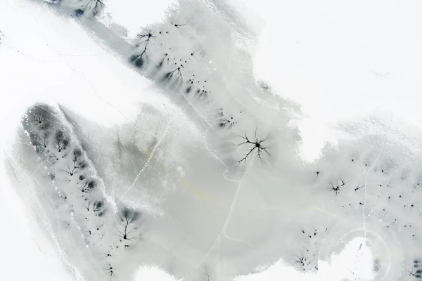 Vzdušný Zimní Pohled Shora Dolů Zamrzlý Povrch Jezera Ledová Textura — Stock fotografie