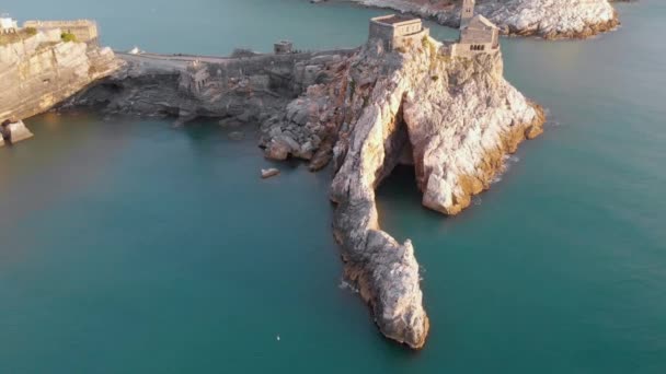 Porto Venere Spezia Eyaletinde Kuzey Talya Şairler Körfezi Bakan Ünlü — Stok video