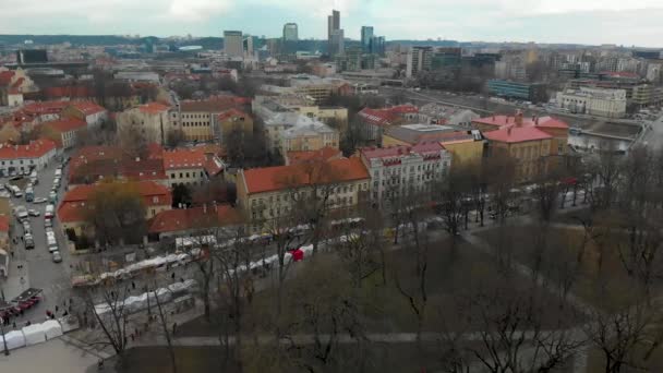 Vilnius Lituanie Mars 2020 Vue Aérienne Des Foules Qui Fréquentent — Video