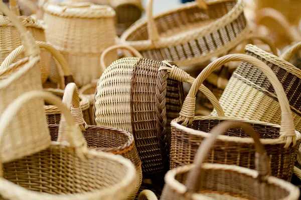 Wicker Baskets Various Sizes Sold Easter Market Vilnius Annual Spring — Stock Photo, Image
