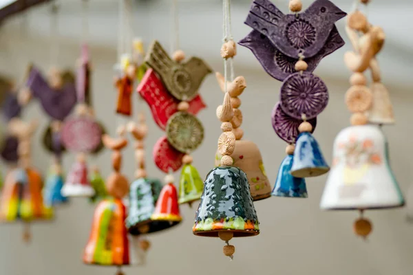 Colorful Ceramic Bells Other Decorations Sold Easter Market Vilnius Lithuanian — Stock Photo, Image