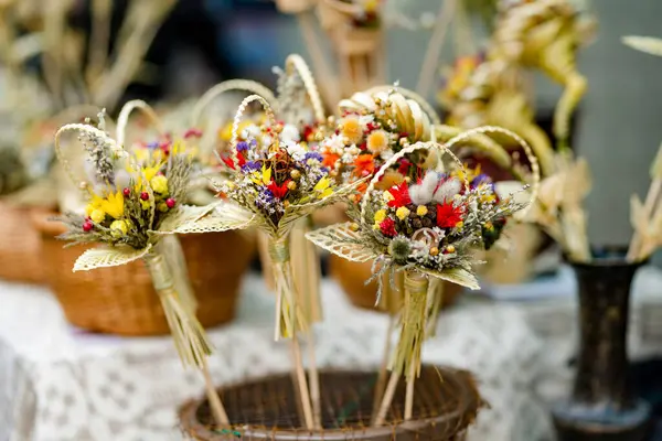 Traditional Lithuanian Easter Palms Known Verbos Sold Kaziukas Easter Market — Stock Photo, Image