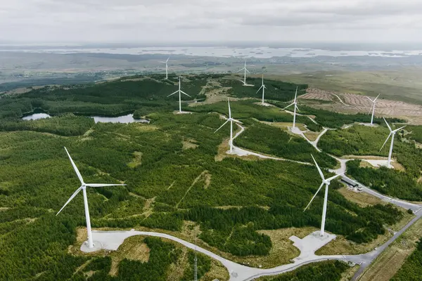 Connemara Luchtlandschap Met Windturbines Van Galway Wind Park Gelegen Cloosh — Stockfoto