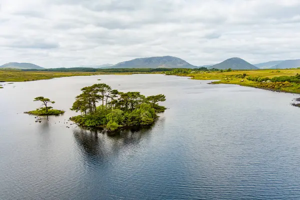 Rlanda Nın Connemara Bölgesindeki Lough Bofin Gölünün Güzel Manzarası Ufukta — Stok fotoğraf