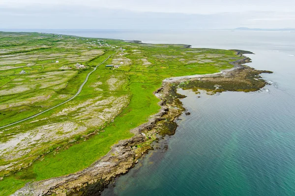 Aerial View Inishmore Inis Mor Largest Aran Islands Galway Bay — Stock Photo, Image