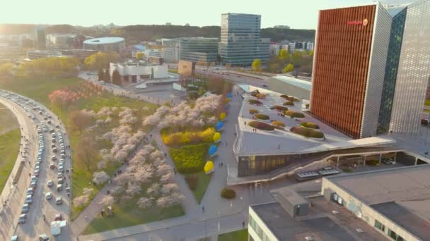 Vilnio Lituania Aprile 2022 Bella Veduta Aerea Del Parco Fiorito — Video Stock