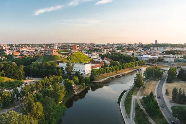 stock image Aerial view of Vilnius Old Town, one of the largest surviving medieval old towns in Northern Europe. Summer landscape of UNESCO-inscribed Old Town of Vilnius, Lithuania