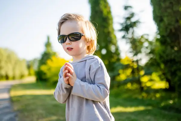 Adorable Little Boy Having Fun Outdoors Sunny Summer Day Kid Stock Picture