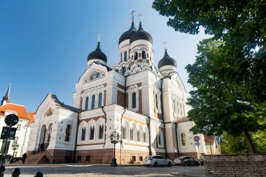 TALLINN, ESTONIA - 11 Ağustos 2023: Tallinn, Estonya 'da bir Doğu Ortodoks katedrali olan Alexander Nevsky Katedrali.