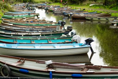 Killarney Ulusal Parkı 'nın en büyük ve kuzeyindeki Lough Leane' deki küçük rıhtıma bağlı çeşitli tekneler kiralanmış.