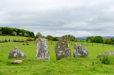 Beltany stone circle, an impressive Bronze Age ritual site located to the south of Raphoe town, County Donegal, Ireland. Dating from circa 2100-700 BC. clipart