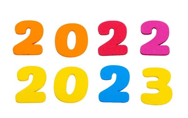 Farbige Zahlen 2023 Isoliert Auf Weißem Hintergrund — Stockfoto