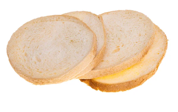 Μεγάλη Φέτα Ψωμιού Απομονωμένη Λευκό Φόντο — Φωτογραφία Αρχείου