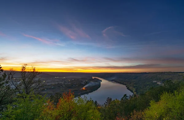 Sonbaharda Dinyester Nehri Nde Gün Batımı — Stok fotoğraf