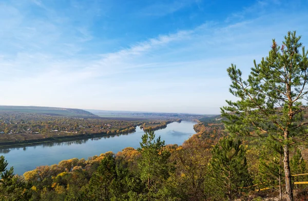 Podzimní Krajina Řeky Dniester Slunečného Dne — Stock fotografie
