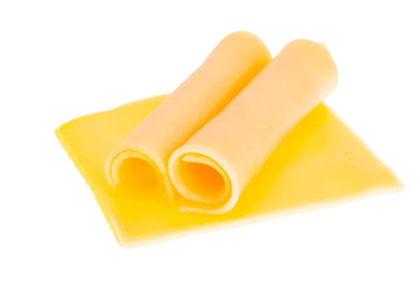 Cheese Slices Isolated White Background — Stock Photo, Image