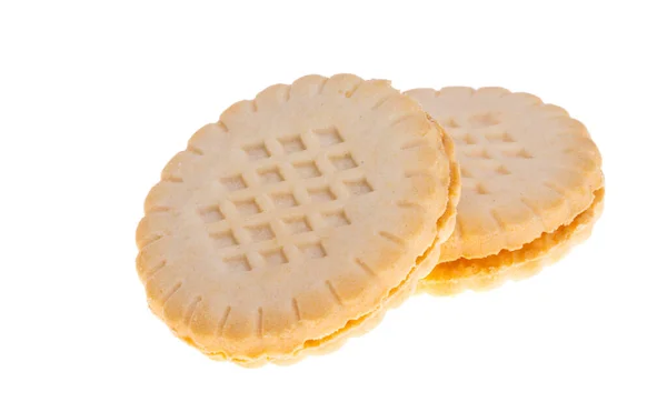Dubbel Cookie Isolerad Vit Bakgrund — Stockfoto