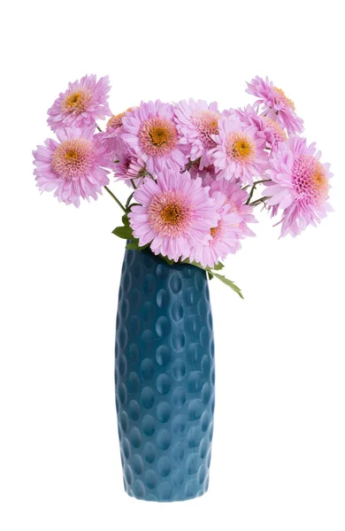 Vase Avec Chrysanthèmes Isolés Sur Fond Blanc — Photo