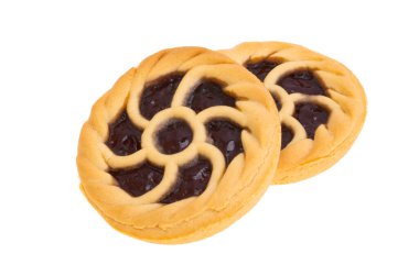 Beyaz arkaplanda izole edilmiş reçelli çerez