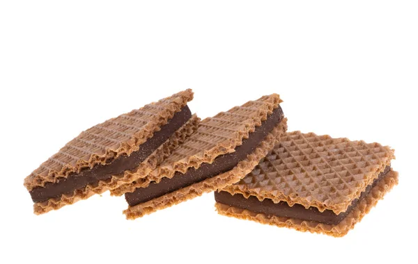Wafers Chocolate Quadrado Isolado Fundo Branco — Fotografia de Stock