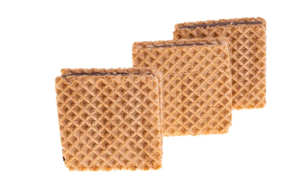 Vierkante Chocolade Wafels Geïsoleerd Witte Achtergrond — Stockfoto