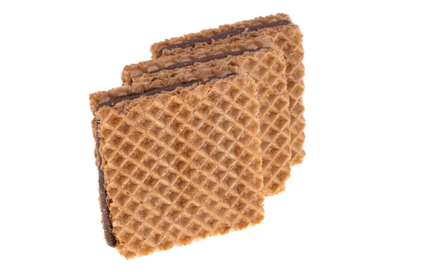 Square Chocolate Wafers Isolated White Background — Stock Photo, Image