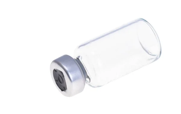 白地に隔離された空のワクチン瓶 — ストック写真