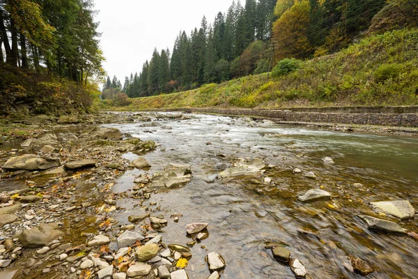 Autumn Landscape River Carpathians — Stock Photo, Image