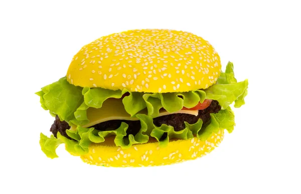 Hambúrguer Com Coque Colorido Isolado Fundo Branco — Fotografia de Stock