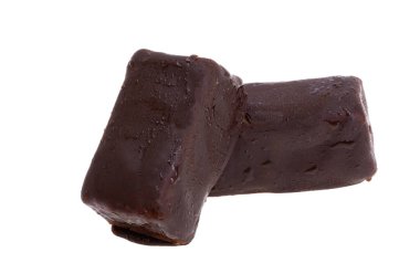 chocolate covered cheese isolated on white background