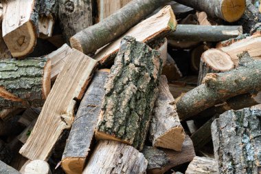background of chopped oak firewood