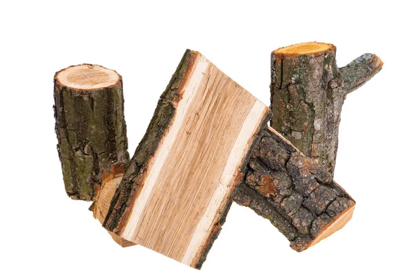 Chopped Oak Firewood Isolated White Background — 图库照片