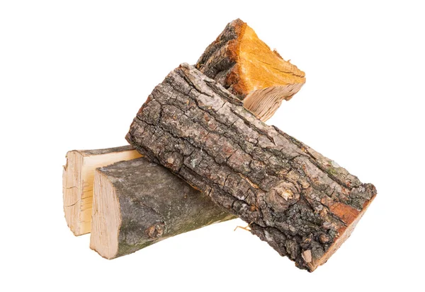 Chopped Oak Firewood Isolated White Background — 图库照片