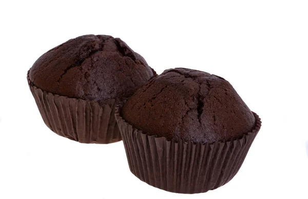 Muffin Chocolat Isolé Sur Fond Blanc — Photo