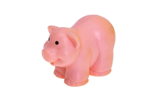Estatueta Porco Rosa Isolado Fundo Branco — Fotografia de Stock