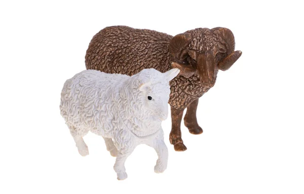 白い背景で隔離の羊の置物 — ストック写真