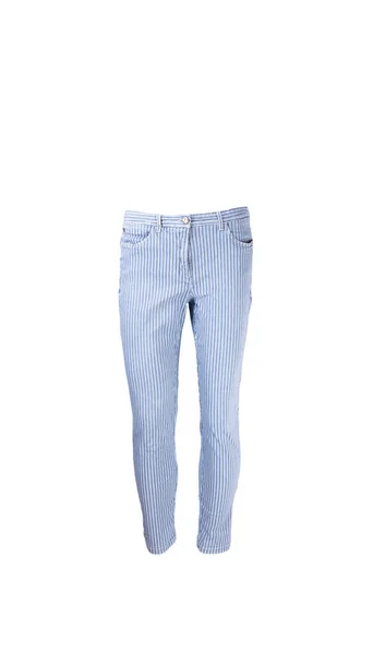 Jeans Listrados Isolados Fundo Branco — Fotografia de Stock