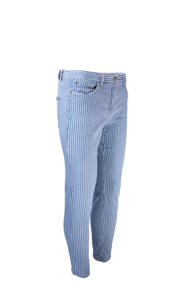 Gestreepte Jeans Geïsoleerd Witte Achtergrond — Stockfoto