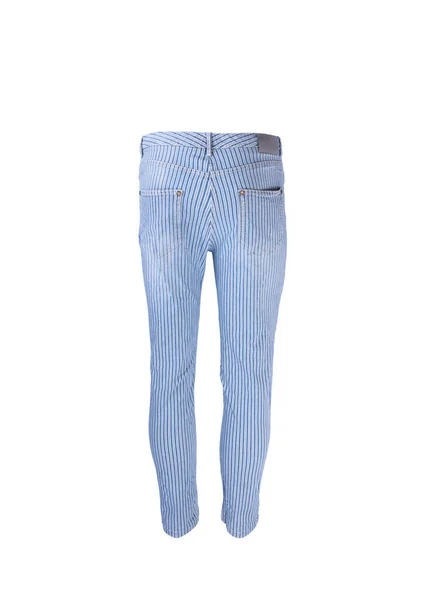 Jeans Listrados Isolados Fundo Branco — Fotografia de Stock